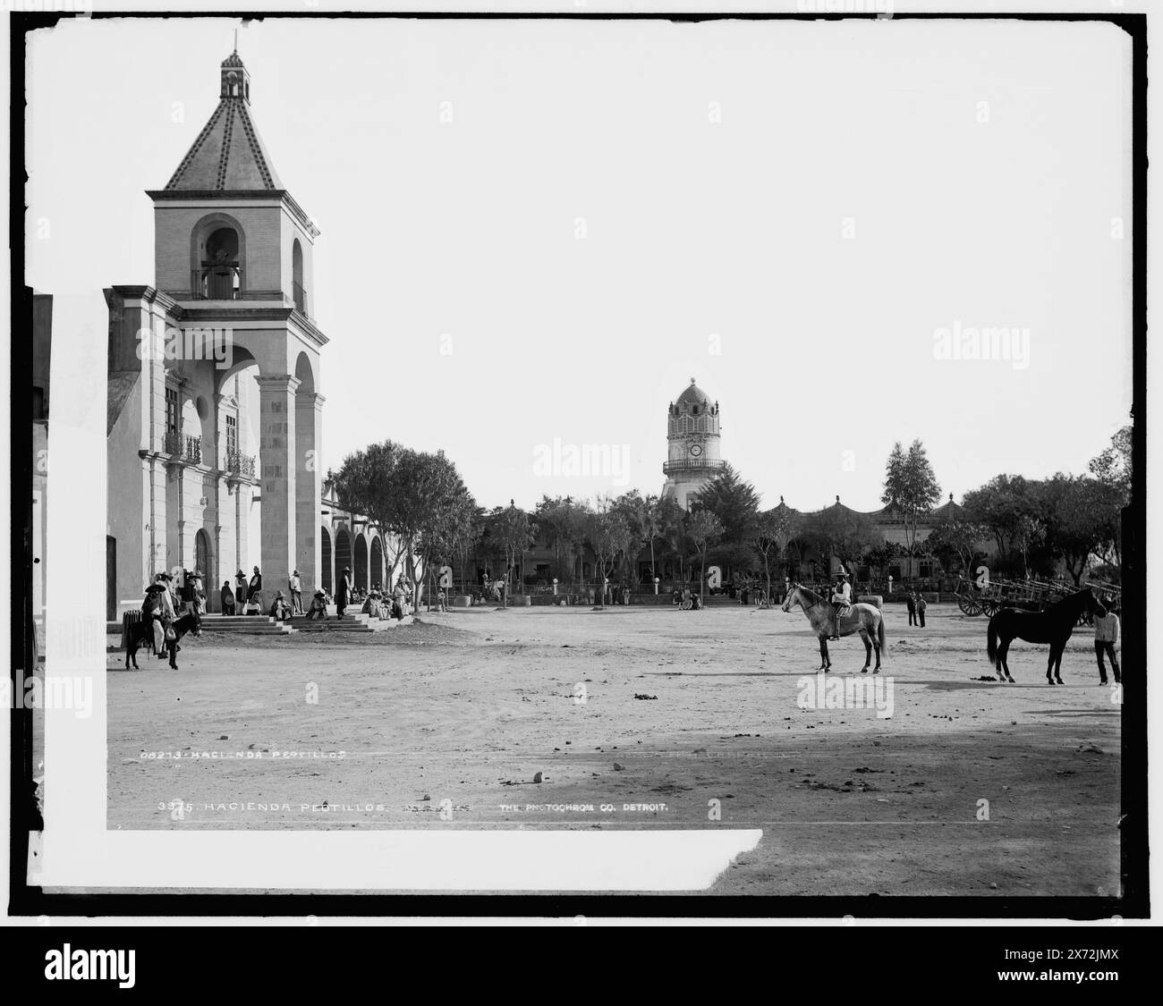 Hacienda Peotillos, alternative Detroit Publishing Co. Number, 00873., 'Photochrom Co.. Detroit e' su negative., Detroit Publishing Co. No 3975., Gift; State Historical Society of Colorado; 1949, Hacienda Peotillos (Peotillos, Messico) , Plazas. , Messico, Peotillos. Foto Stock