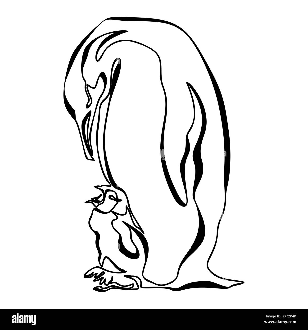 Vettore Art Line Pinguin. Illustrazione del vettore di progettazione di una linea continua Pinguin isolata su sfondo bianco. Silhouette minimalista Illustrazione Vettoriale