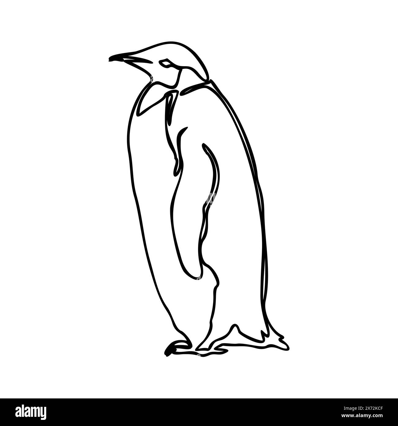 Vettore Art Line Pinguin. Illustrazione del vettore di progettazione di una linea continua Pinguin isolata su sfondo bianco. Silhouette minimalista Illustrazione Vettoriale