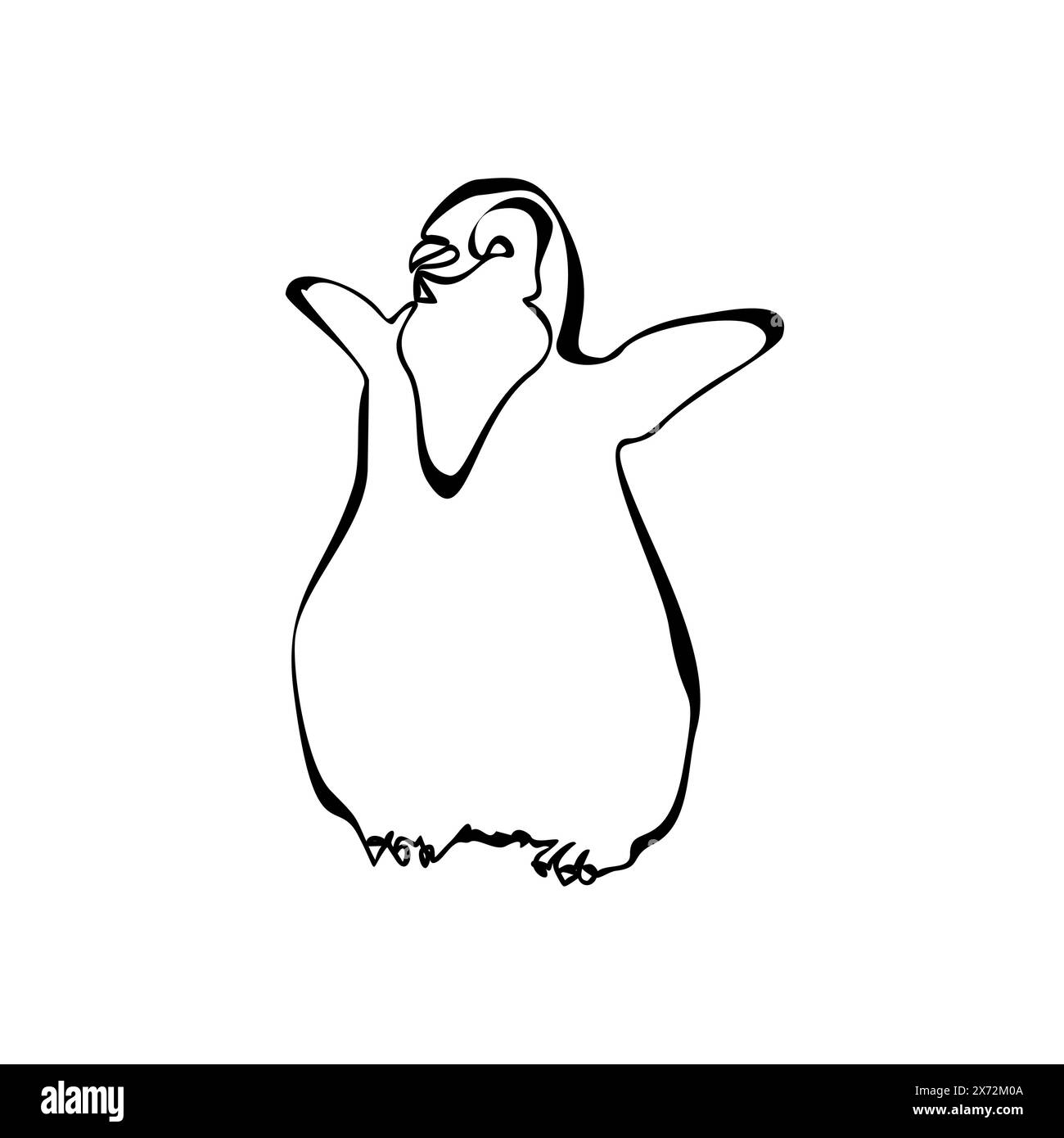 Vettore Art Line Pinguin. Illustrazione del vettore di progettazione di una linea continua Pinguin isolata su sfondo bianco. Silhouette minimalista Illustrazione Vettoriale
