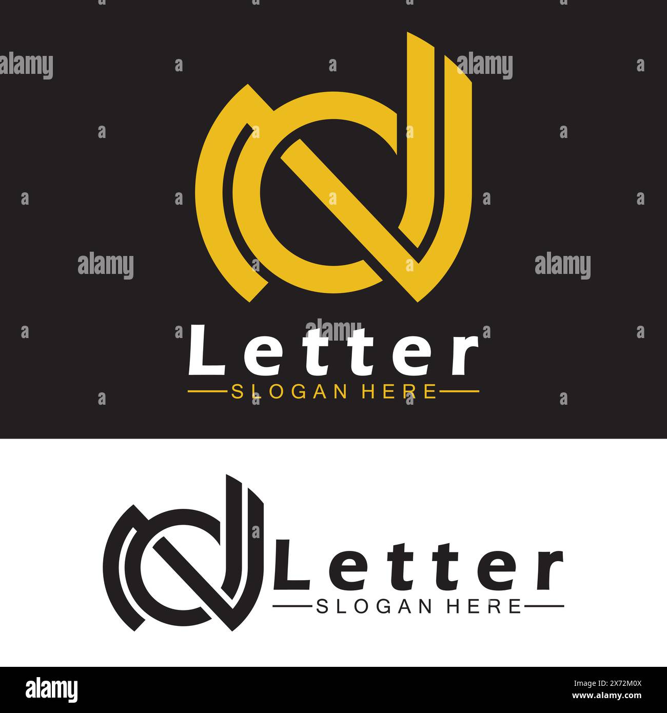 Lettere alfabetiche logo monogramma DN, ND, D e N, design elegante e professionale con icona a forma di lettera Illustrazione Vettoriale