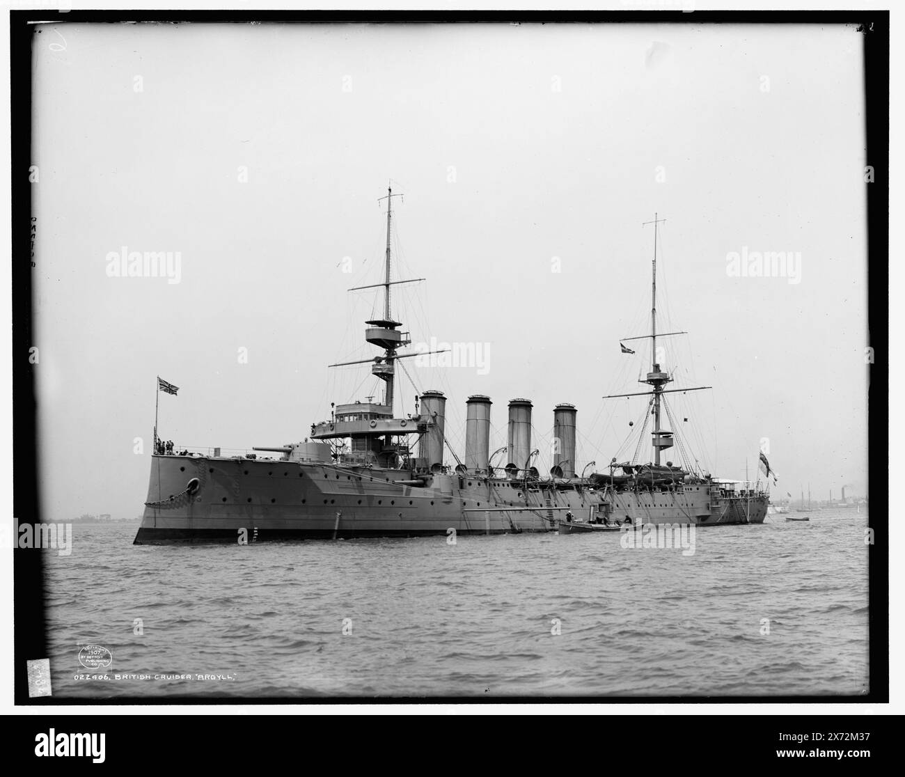 Incrociatore britannico Argyll, '3843' in negativo., Detroit Publishing Co. N.. 022406., Gift; State Historical Society of Colorado; 1949, Argyll (Cruiser) , Cruisers (Warships), British. Foto Stock