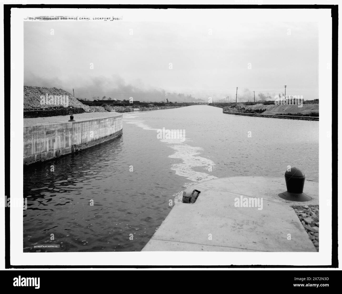Chicago Drainage Canal, Lockport, Ill., 'G 4808' su negative., Detroit Publishing Co. N. 071028., Gift; State Historical Society of Colorado; 1949, canali. , Stati Uniti, Illinois, Lockport. , Stati Uniti, Illinois, Sanitary e Ship Canal. Foto Stock