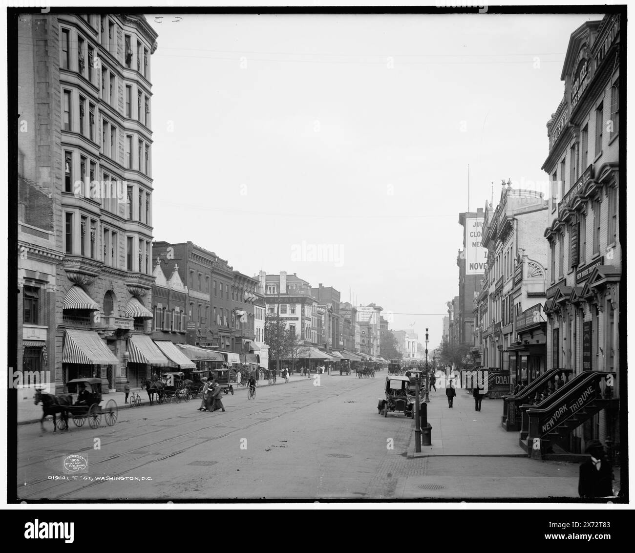 F St., Washington, D.C., "G 3458" su negativo, trasparenza vetro corrispondente (stesso codice di serie) disponibile su telaio videodisc 1A-30539., Detroit Publishing Co. N.. 019141., Gift; State Historical Society of Colorado; 1949, Streets. , Strutture commerciali. , Stati Uniti, Distretto di Columbia, Washington (D.C.) Foto Stock