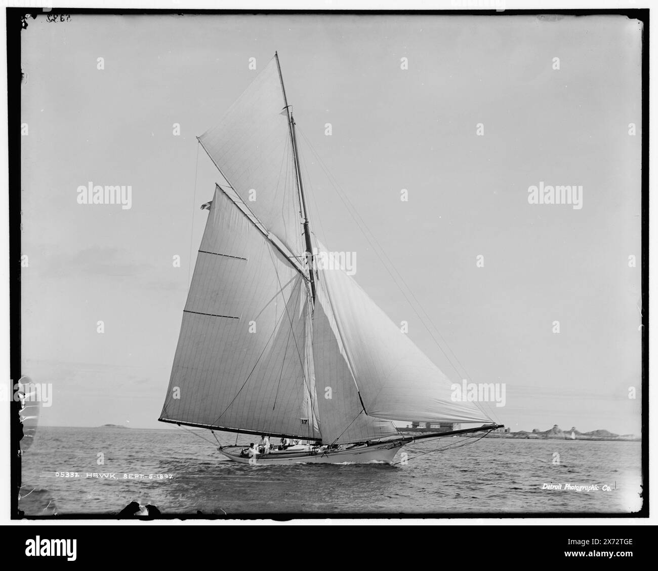 Hawk, 5 settembre 1892, Detroit Publishing Co. N. 05332., Gift; State Historical Society of Colorado; 1949, Hawk (Yacht) , Yachts. Foto Stock