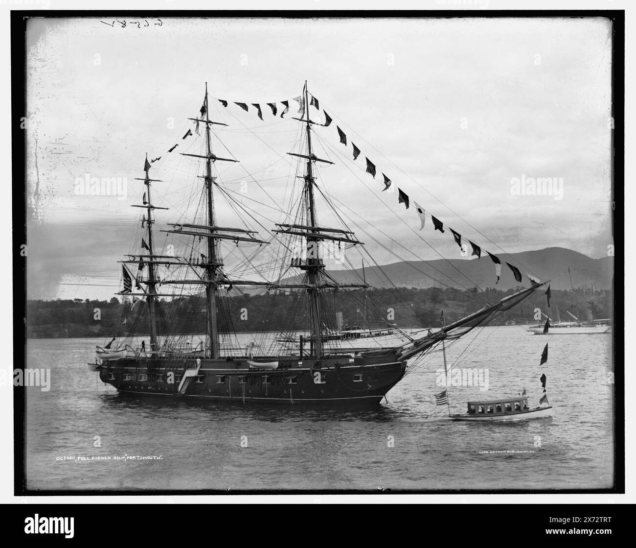 Nave completa attrezzata Portsmouth, 'G 6582' in negativo., Detroit Publishing Co. N. 022600., Gift; State Historical Society of Colorado; 1949, Portsmouth (Gunboat) , Hudson-Fulton Celebration, 1909. , Gunboats, americano. , Parate e cerimonie navali. , Stati Uniti, New York (Stato), fiume Hudson. Foto Stock