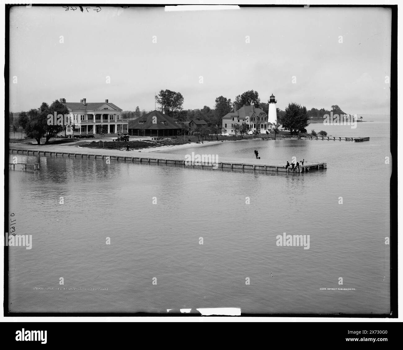 Windmil Pointe, ovvero Point, Lake Ste. Claire, 'G 7148' su negative., Detroit Publishing Co. No 071636., Gift; State Historical Society of Colorado; 1949, fari. , Capes (coste) , Stati Uniti, Michigan, Saint Clair, lago. Foto Stock
