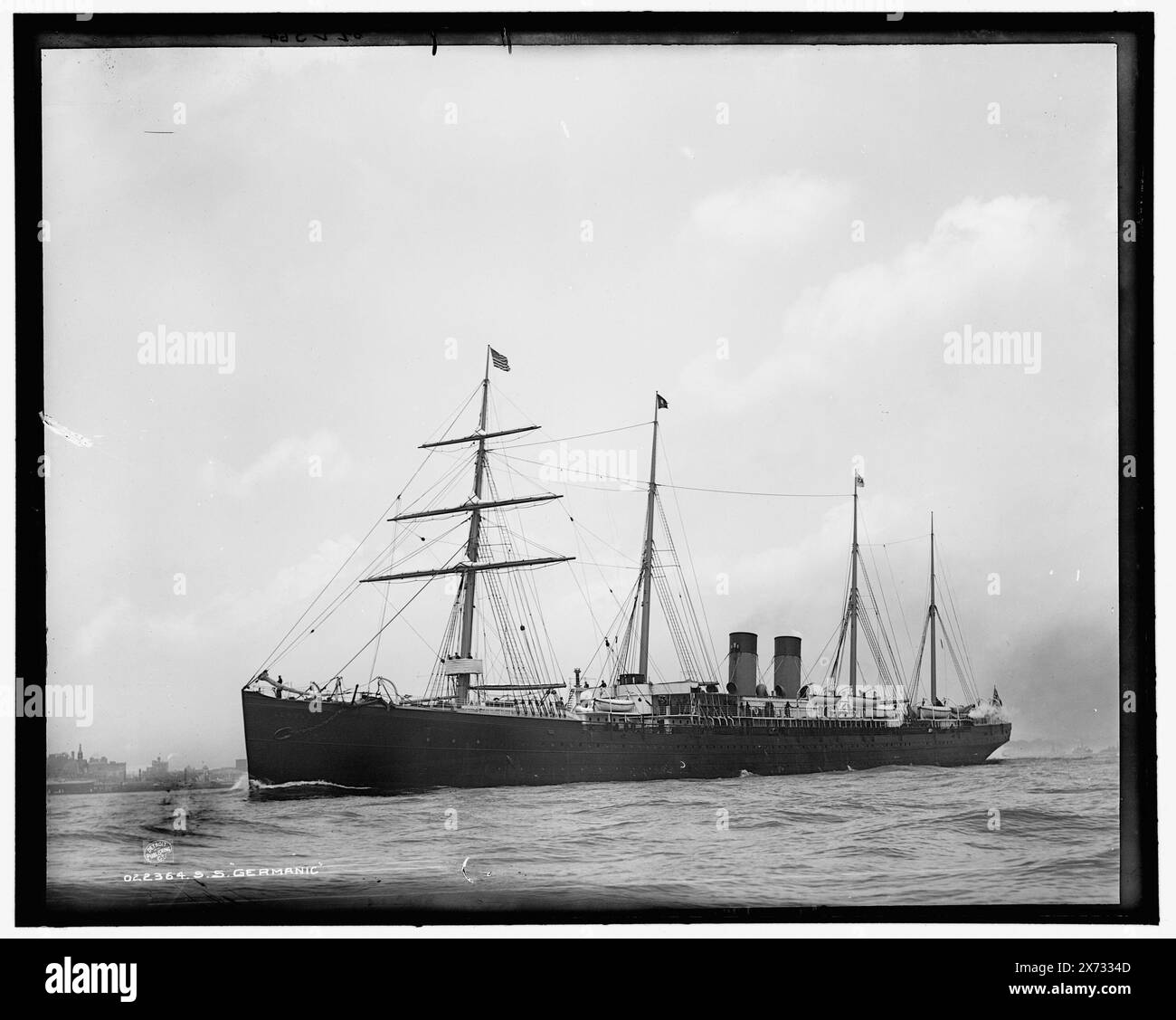 S.S. Germanic, attribuzione basata sullo stile del titolo e della numerazione., Detroit Publishing Co. N. 022364., Gift; State Historical Society of Colorado; 1949, Germanic (Ocean liner) , Ocean Liners. Foto Stock