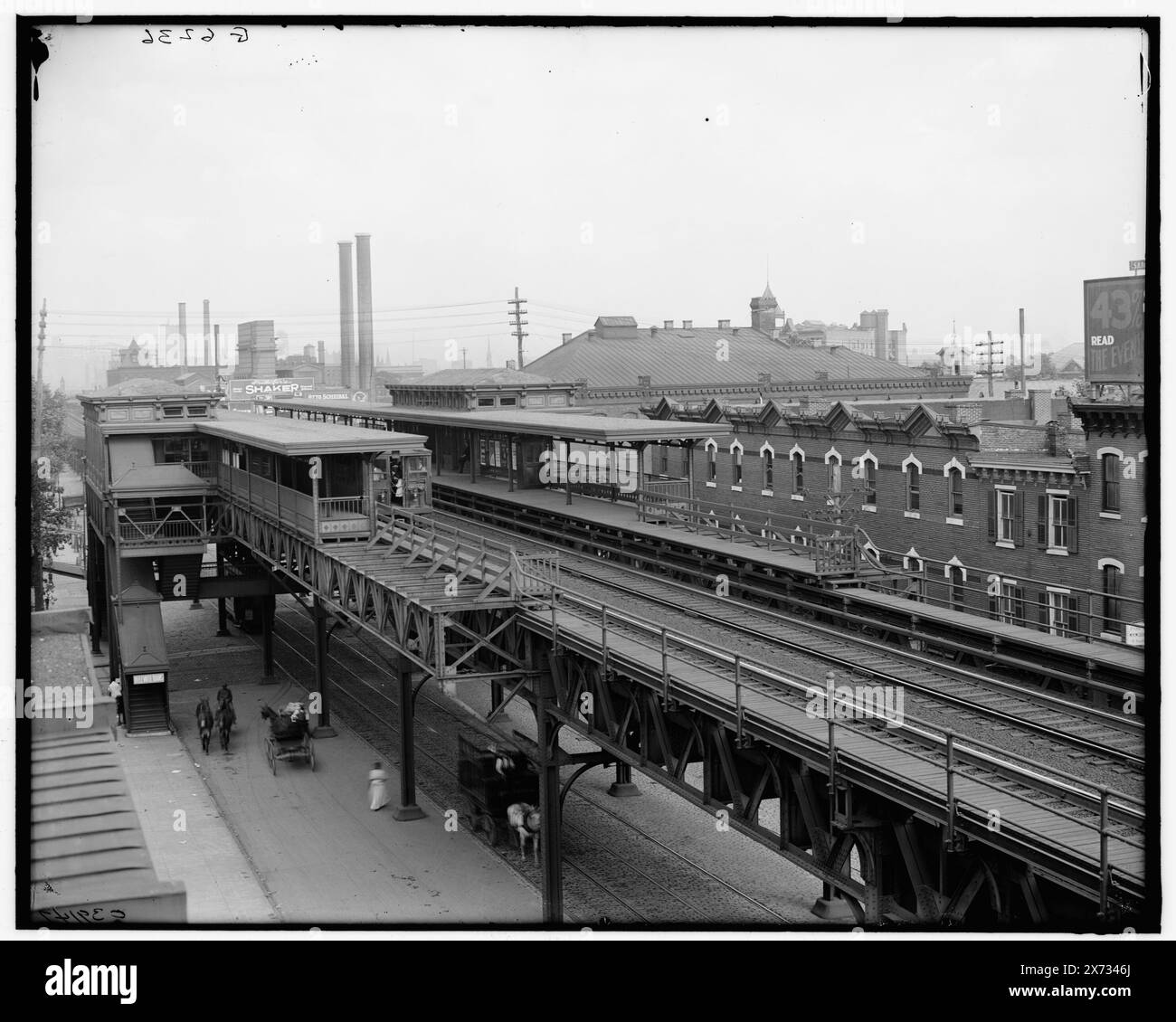 La stazione sopraelevata a Thirty-Sesto Street, Philadelphia, Pa., Title from jacket., 'G 6236' on negative., Detroit Publishing Co. N. 039147., Gift; State Historical Society of Colorado; 1949, ferrovia sopraelevata. , Stazioni ferroviarie. , Stati Uniti, Pennsylvania, Filadelfia. Foto Stock
