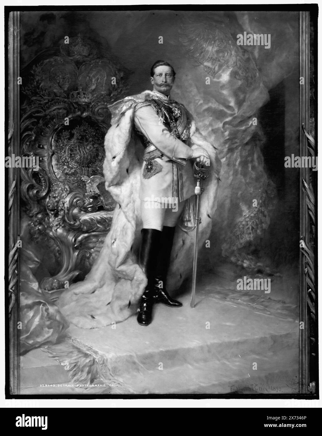 Emperor Wilhelm II, full-length portrait, Title Devised by cataloger; Caption in Detroit, Thistle Publications (1912): Emperor Wilhelm II, Date based on Detroit, Thistle Publications (1912)., Photograph of a painting signed 'Ferdinand Keller, 1893.', Detroit Publishing Co. N. 029043., Gift; State Historical Society of Colorado; 1949, Guglielmo, II, Imperatore tedesco, 1859-1941. , Imperatori, Germania. Foto Stock