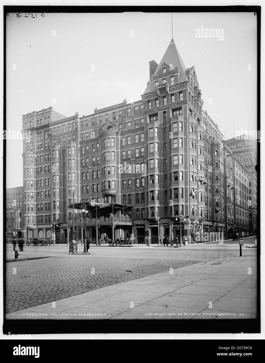 The Hollenden, Cleveland, Ohio, corrispondente vetro trasparente (con lo stesso codice di serie) disponibile su videodisc frame 1A-29946., 'G 1523' su negativo e trasparenza., Detroit Publishing Co. N. 016767., Gift; State Historical Society of Colorado; 1949, Alberghi. , Stati Uniti, Ohio, Cleveland. Foto Stock
