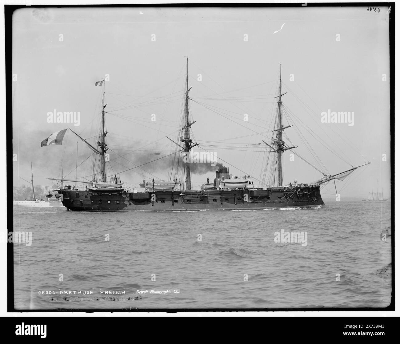 Arethuse, French Ship, Date based on Detroit, Catalogue F (1899)., '647' on negative., Detroit Publishing Co. N.. 05506., Gift; State Historical Society of Colorado; 1949., heading(s) in 610 Field(s) UnVerified, Arethuse (Ship) , Government Vessels, French. Foto Stock
