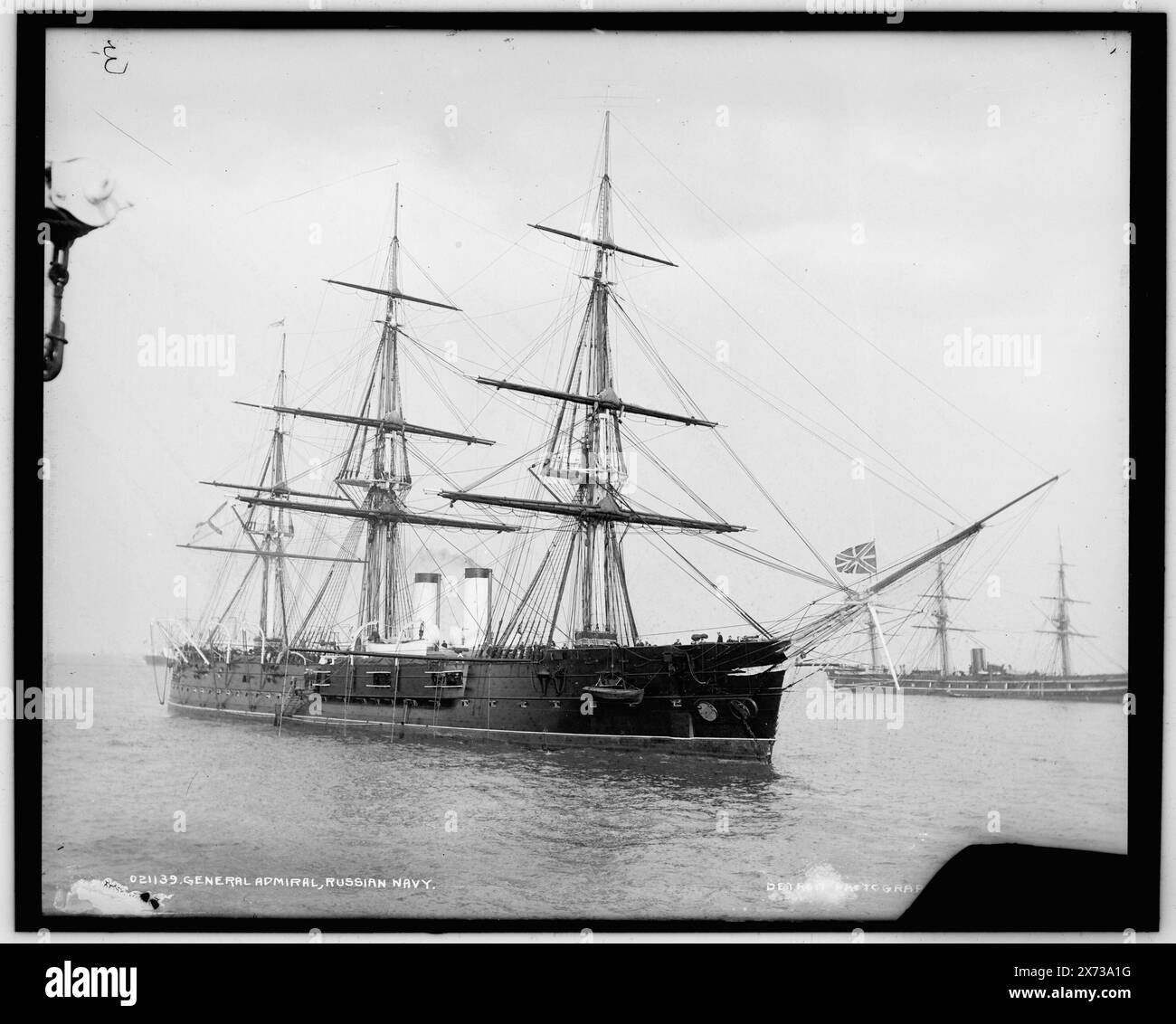 Generale ammiraglio, marina russa, "3" su negativo, Detroit Publishing Co. N. 021139., Gift; State Historical Society of Colorado; 1949, General Admiral (Cruiser) , Cruisers (Warships), Russian. , Columbian Naval Review, 1893. , Parate e cerimonie navali. , Stati Uniti, New York (Stato) Foto Stock