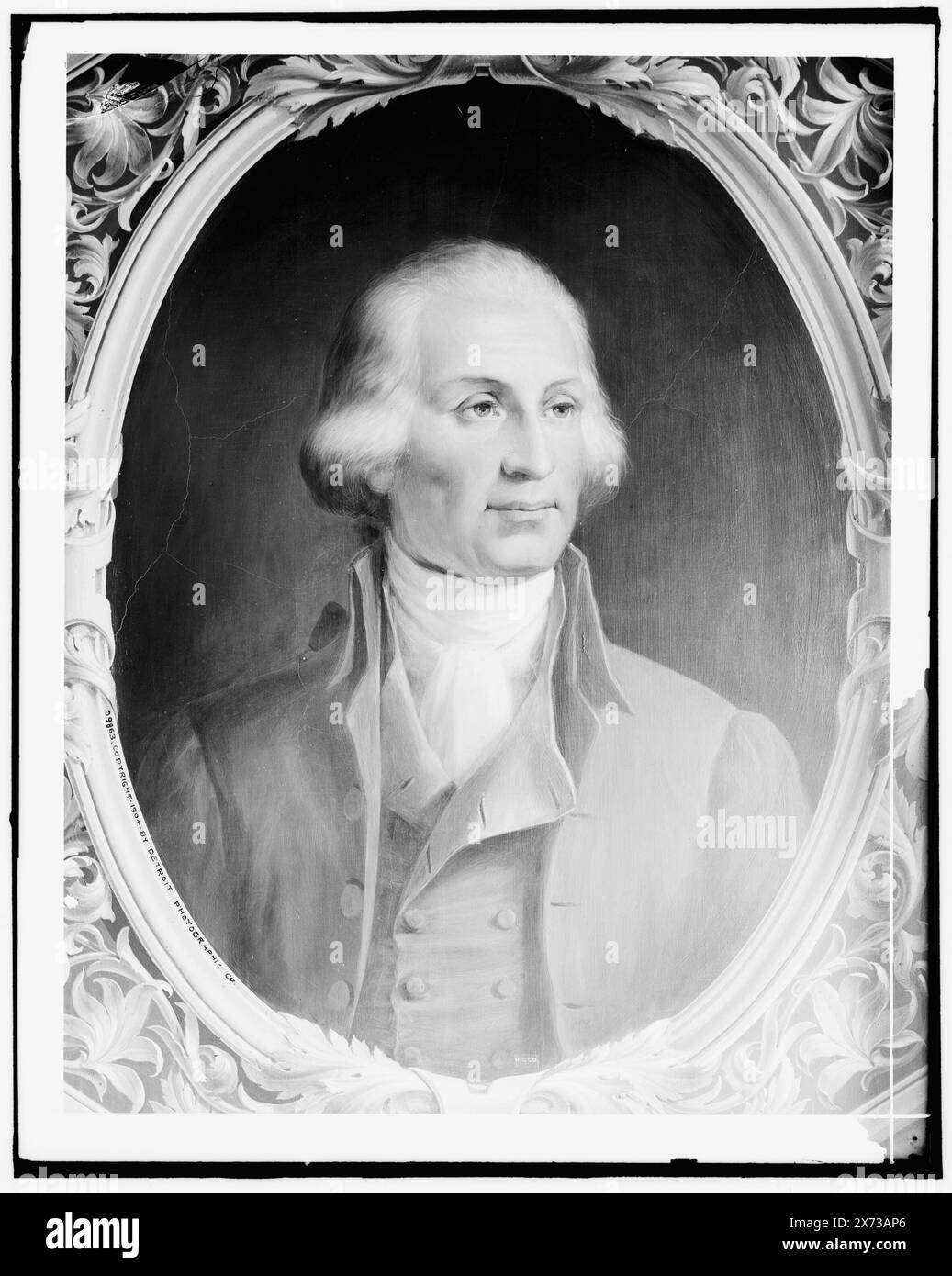 Samuel Osgood, primo direttore postale generale, ritratto testa e spalle, titolo ideato dal catalogatore; didascalia sulla giacca: S. Osgood, P.M. General., Fotografia di un murale di Constantino Brumidi nella stanza del presidente, United States Capitol, Washington, D.C., Detroit Publishing Co. N. M 9863., Gift; State Historical Society of Colorado; 1949, Osgood, Samuel, 1748-1813. , Capitoli. , Murales. , Stati Uniti, Distretto di Columbia, Washington (D.C.) Foto Stock