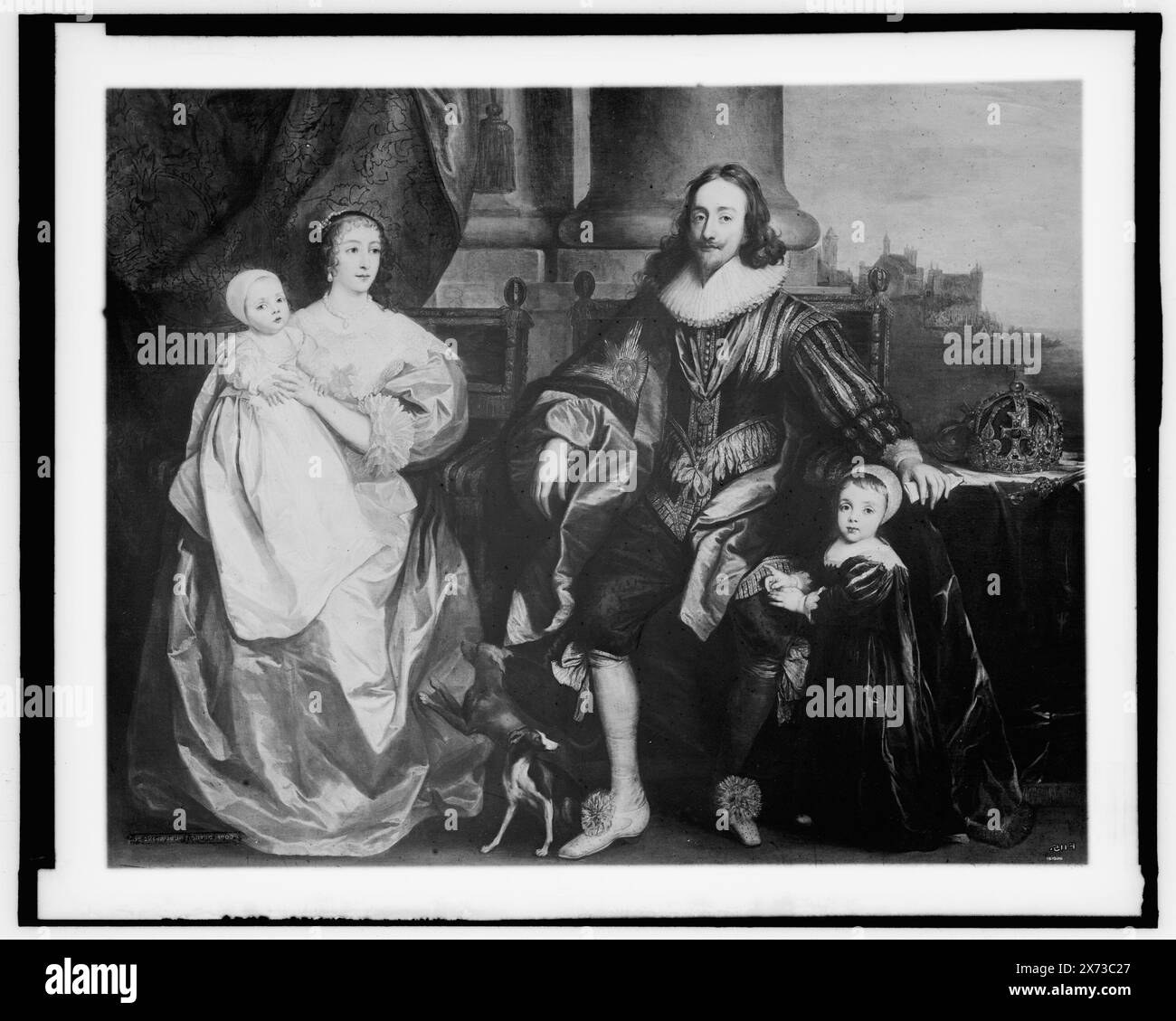 Carlo i e Henrietta Maria con i loro figli, in seguito Carlo II e Giacomo II, titolo e data basati su Detroit, Thistle Publications (1912)., Fotografia di un dipinto., 'F 115' su negativo., immagine videodisco è lateralmente invertita., Detroit Publishing Co. N.. 050121., Gift; State Historical Society of Colorado; 1949, Carlo, i, Re d'Inghilterra, 1600-1649. , Enrichetta Maria, Regina, consorte di Carlo i, Re d'Inghilterra, 1609-1669. , Carlo II, Re d'Inghilterra, 1630-1685. , Giacomo II, Re d'Inghilterra, 1633-1701. , Famiglie. , Governanti, Inghilterra. Foto Stock