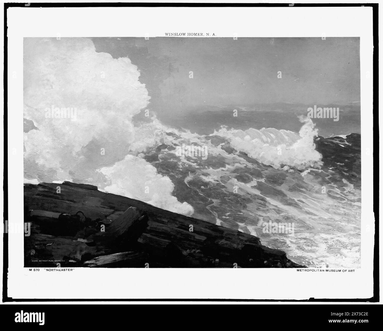 A Northeaster, Title based on negative D429-48222., Photograph of a painting at Metropolitan Museum of Art., Detroit Publishing Co. N. M 570., Gift; State Historical Society of Colorado; 1949, Storms. Foto Stock