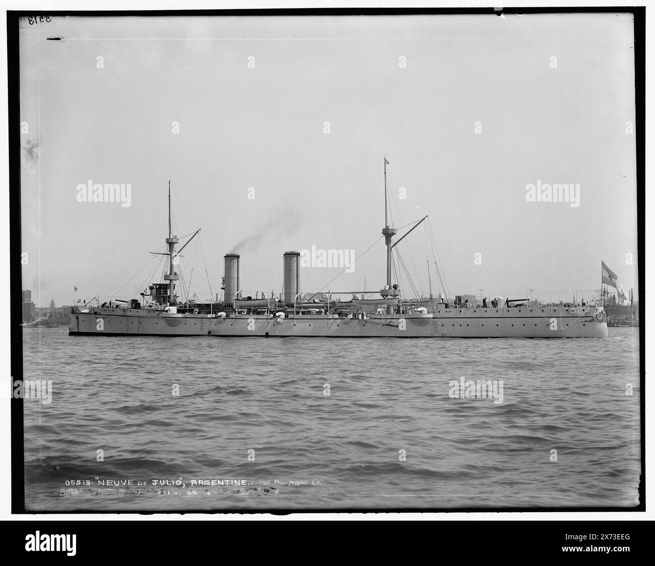 Neuve, ovvero Nueve de Julio, nave argentina, Detroit Publishing Co. N.. 05513., Gift; State Historical Society of Colorado; 1949, Nueve de Julio (nave) , Columbian Naval Review, 1893. , Navi governative, Argentina. Foto Stock
