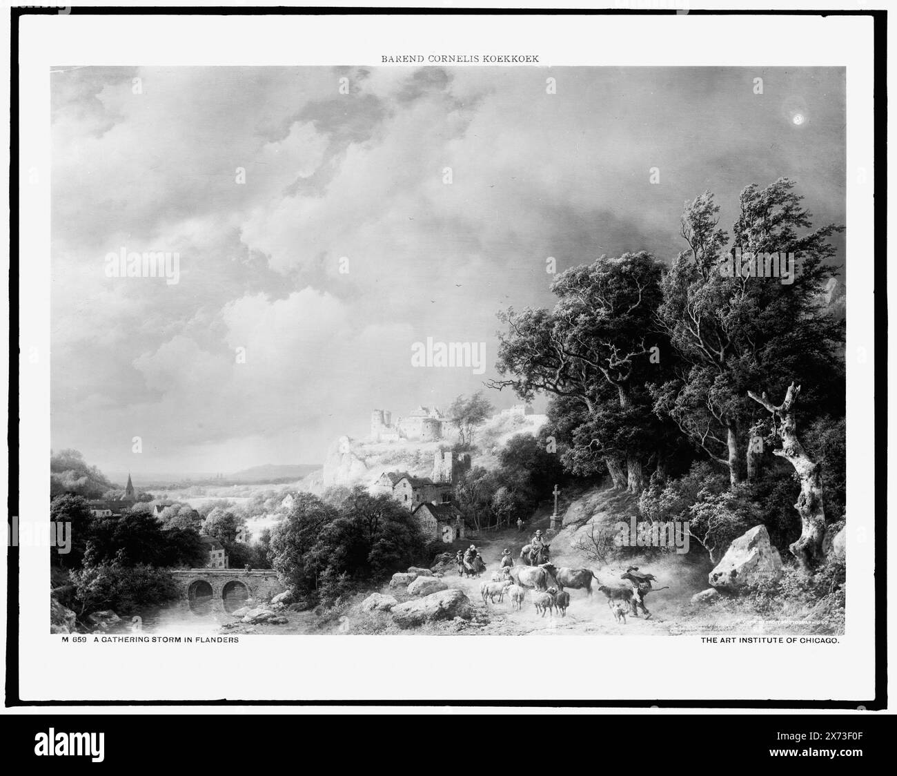Una tempesta di raccolta nelle Fiandre, fotografia di un dipinto all'Art Institute of Chicago., '09819' su negative., Detroit Publishing Co. N. M 659., Gift; State Historical Society of Colorado; 1949, Storms. , Fiandre. Foto Stock