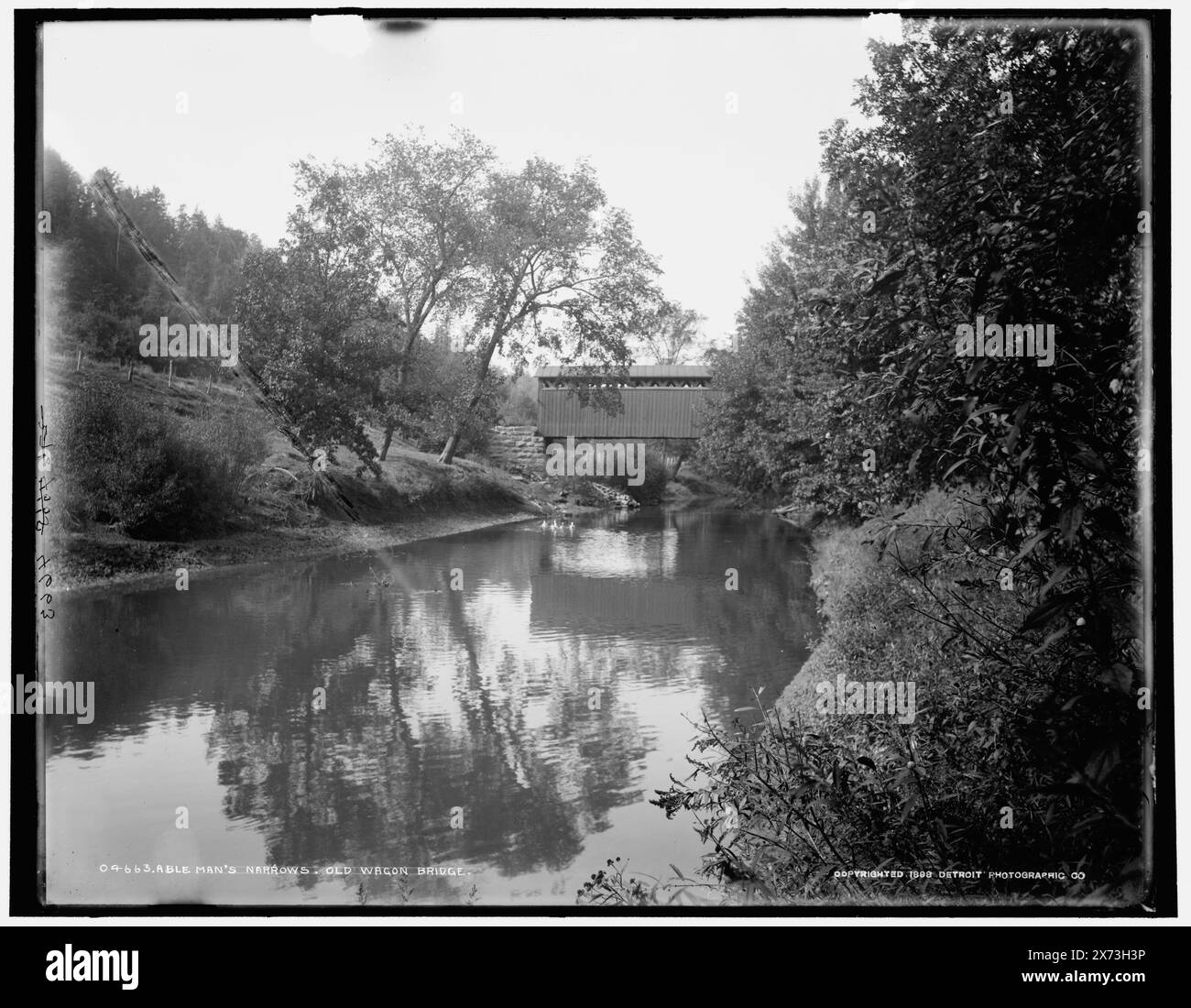 Able Man's Narrows, vecchio ponte di carri, Detroit Publishing Co. N. 04663., Gift; State Historical Society of Colorado; 1949, ponti coperti. , Fiumi. , Stati Uniti, Wisconsin, Rock Springs. , Stati Uniti, Wisconsin, fiume Baraboo. Foto Stock