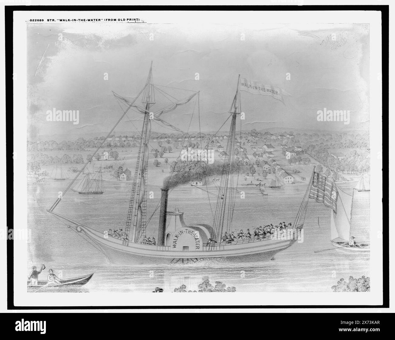 Str. Walk-in-the-Water (da vecchia stampa), Detroit Publishing Co. N. 022689., Gift; State Historical Society of Colorado; 1949, Walk-in-the-water (battello a vapore) , battelli a vapore. , Stati Uniti, Michigan, Detroit. Foto Stock