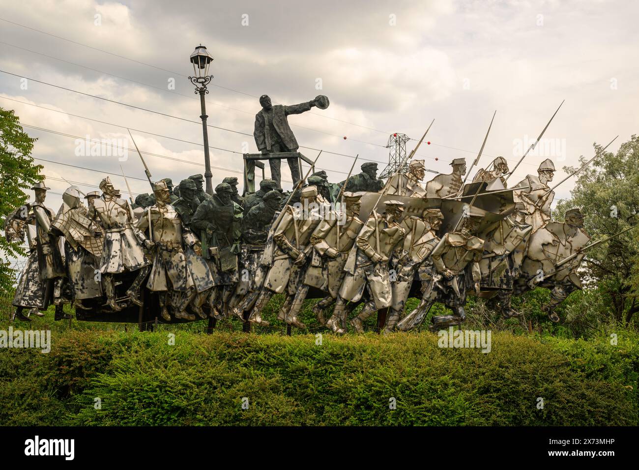Il memoriale di Béla Kun al Memento Park, Budapest, Ungheria Foto Stock
