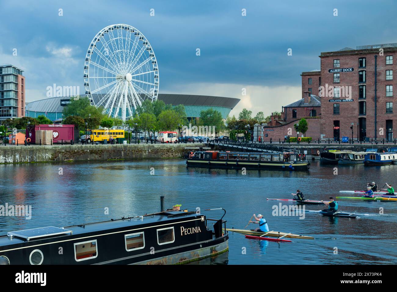 Serata al Salthouse Dock di Liverpool, Inghilterra. Foto Stock