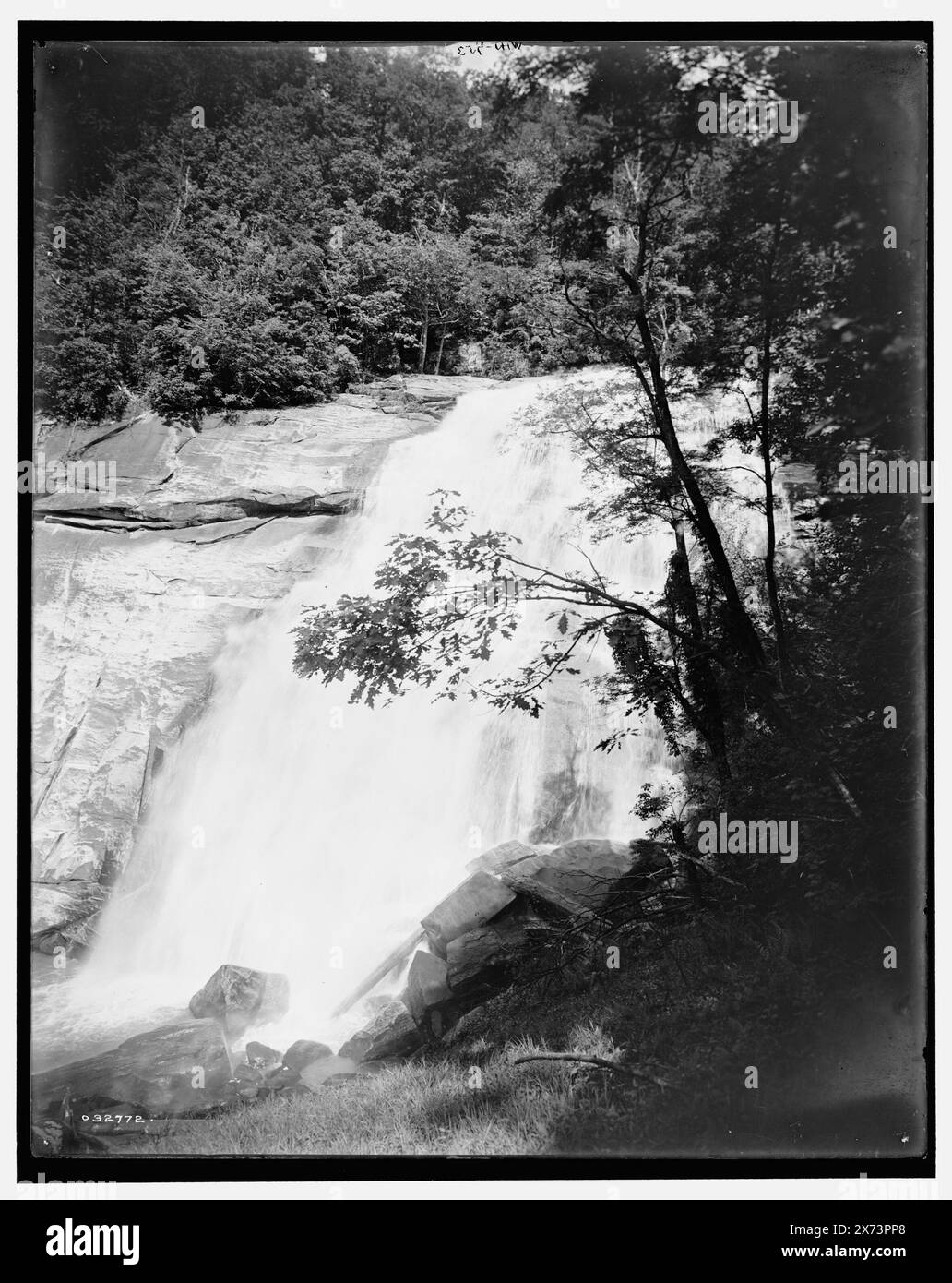 Horse Pasture Falls, Sapphire, N.C., Title from jacket., 'WHJ 753' on negative., Detroit Publishing Co. N. 032772., Gift; State Historical Society of Colorado; 1949, Waterfalls. , Stati Uniti, Carolina del Nord, Sapphire. , Stati Uniti, Carolina del Nord, Horsepasture River. Foto Stock