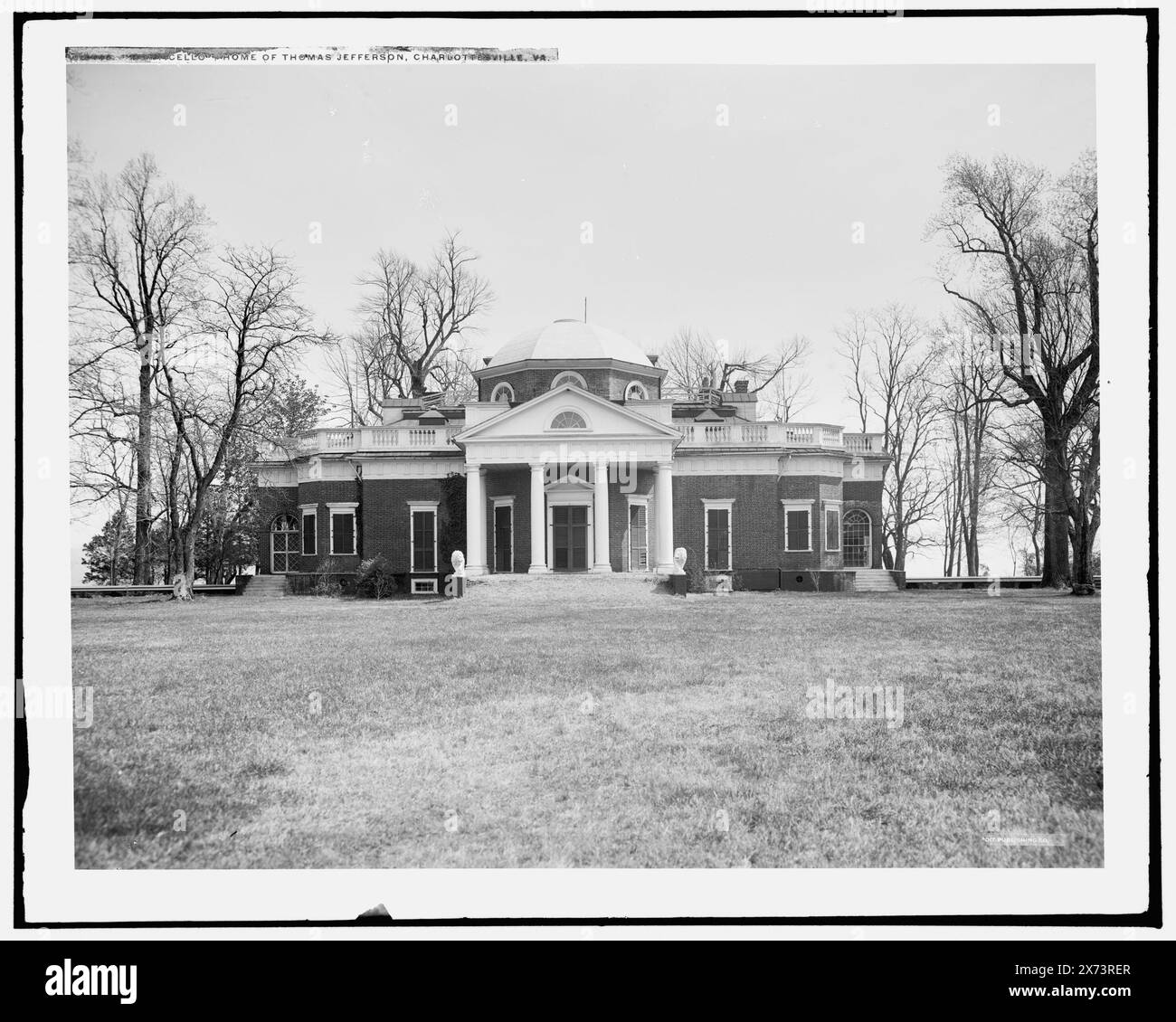 Monticello, casa di Thomas Jefferson, Charlottesville, Virginia, Date based on Detroit, Catalogue P (1906), '2647-G' on negative., Detroit Publishing Co. N. 018442., Gift; State Historical Society of Colorado; 1949, Jefferson, Thomas, 1743-1826, case e luoghi di ritrovo. , Stati. , Abitazioni. , Stati Uniti, Virginia, Monticello. Foto Stock