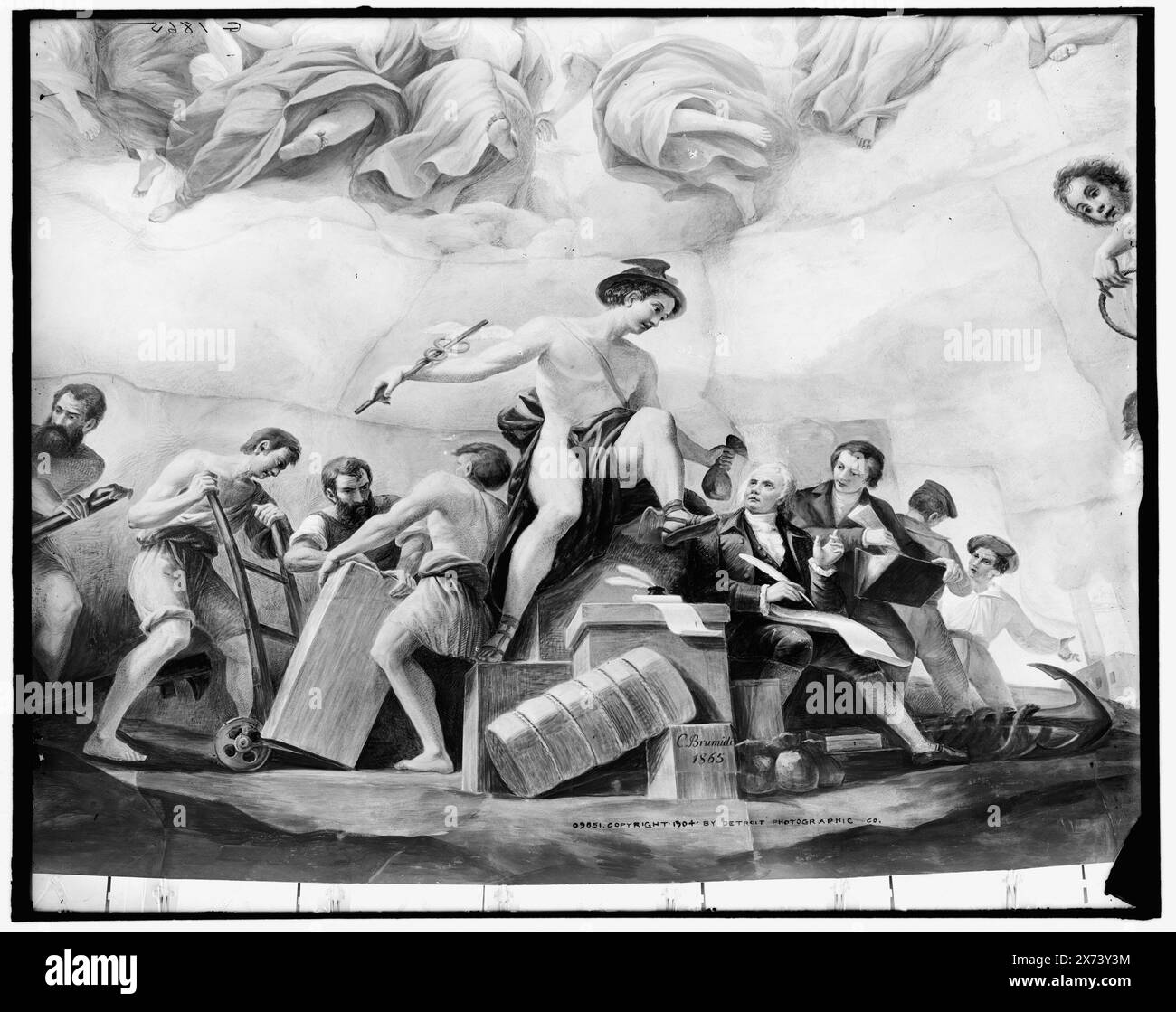 Apoteosi di Washington. Dettaglio commerciale, titolo ideato dal catalogatore., fotografia di un affresco di mercurio, firmato 'C. Brumidi, 1865'; situato nel Campidoglio degli Stati Uniti., 'G 1865' su negativo., Detroit Publishing Co. N.. M 9851., Gift; State Historical Society of Colorado; 1949, mercurio (divinità romana) , commercio. , Capitoli. , Soffitti. , Murales. , Rotonda. , Stati Uniti, Distretto di Columbia, Washington (D.C.) Foto Stock