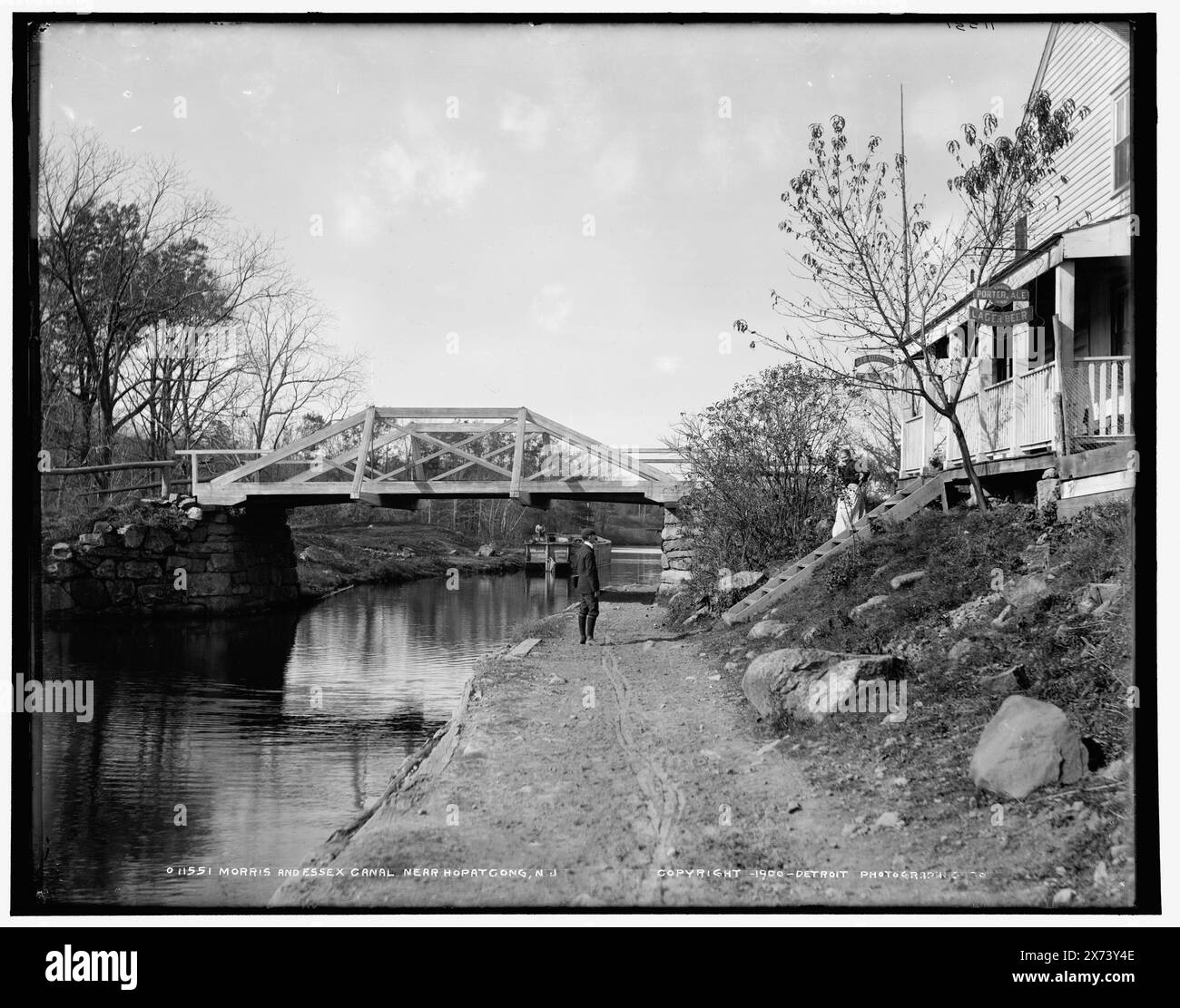 Morris and Essex Canal vicino a Hopatcong, N.J., Detroit Publishing Co. N. 011551., Gift; State Historical Society of Colorado; 1949, canali. , Ponti. , Stati Uniti, New Jersey, Morris Canal. , Stati Uniti, New Jersey, Hopatcong. Foto Stock