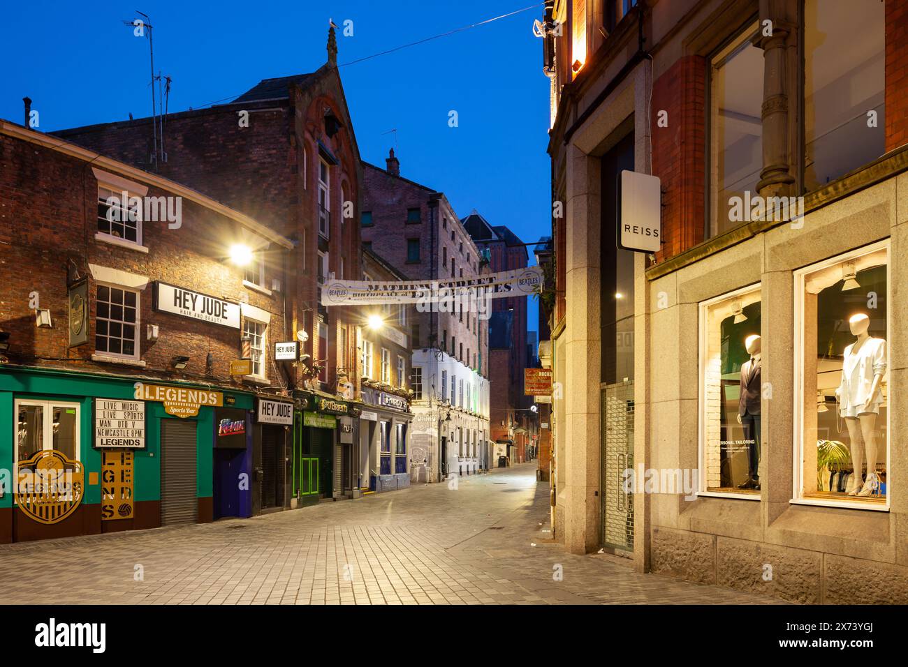 Alba nel quartiere Cavern di Liverpool. Foto Stock