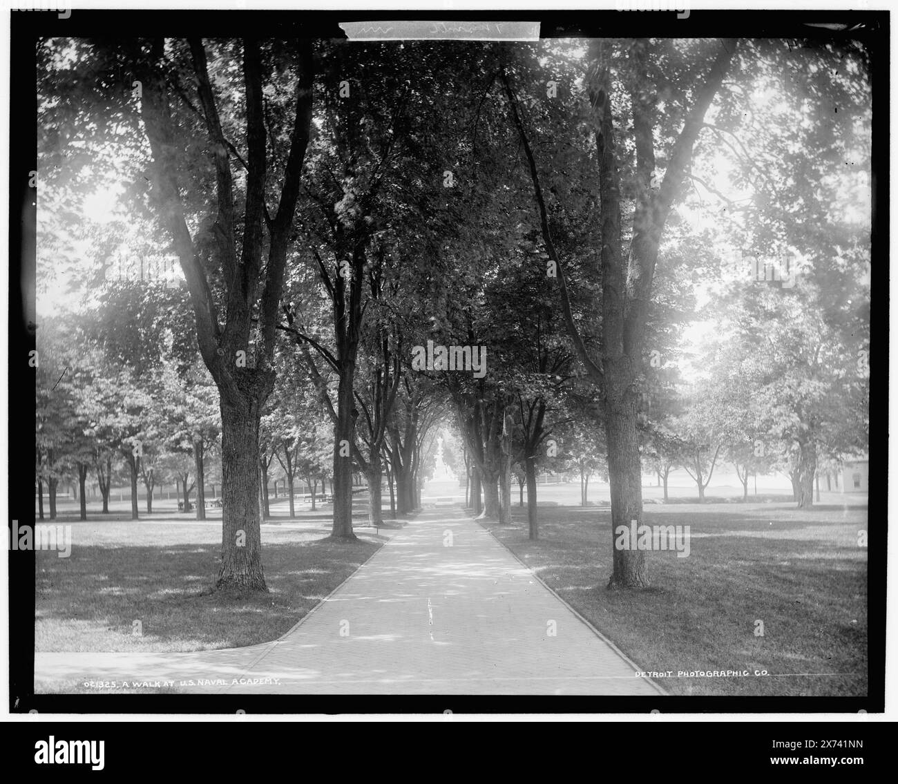 A Walk at U.S. Naval Academy, Date based on Detroit, Catalogue J (1901)., 'X 24' on negative., Detroit Publishing Co. No 021325., Gift; State Historical Society of Colorado; 1949, United States Naval Academy. , Passerelle. , Università e college. , Istruzione militare. , Stati Uniti, Maryland, Annapolis. Foto Stock