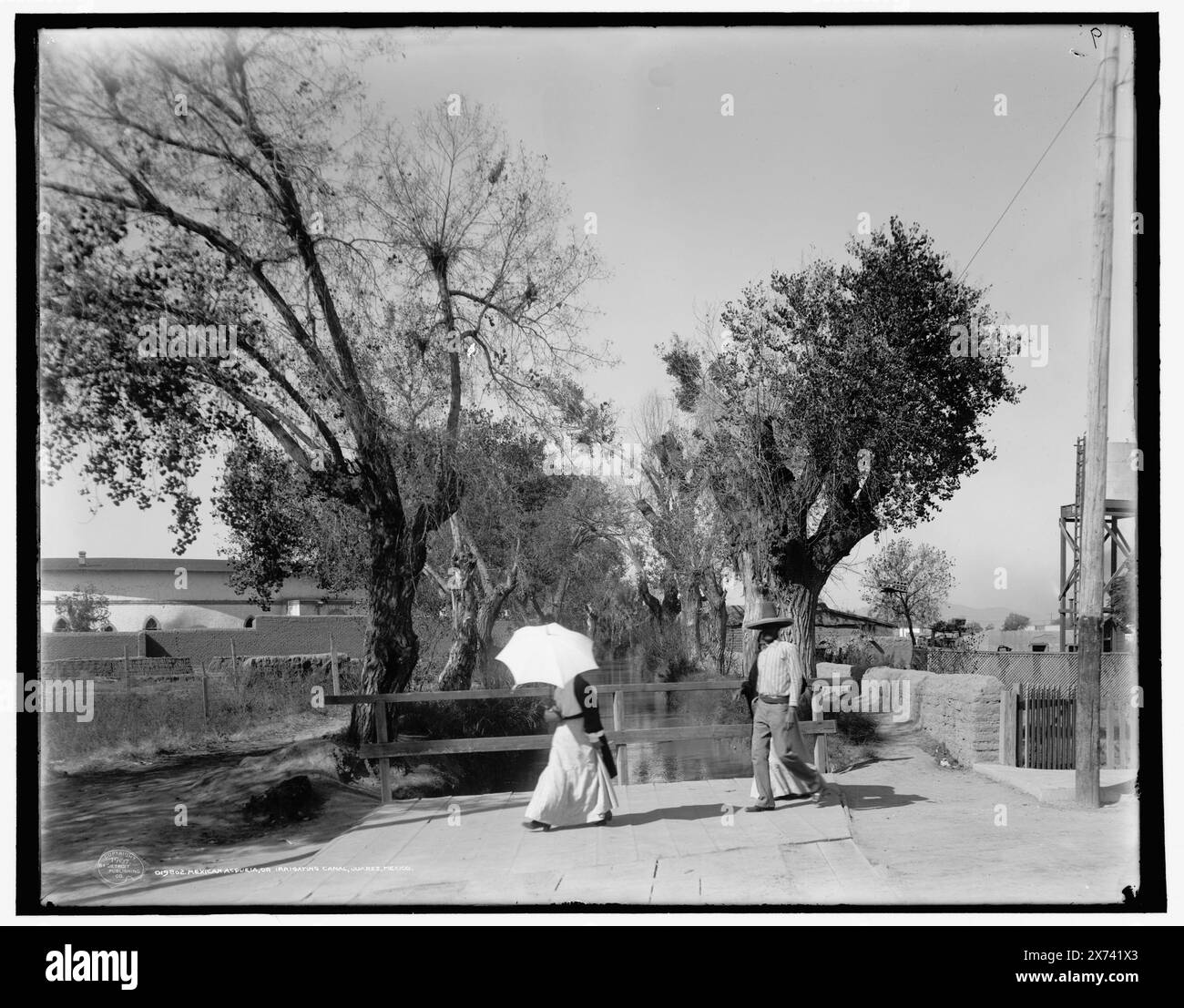 Acequeia messicana, vale a dire acequia, o canale di irrigazione, Juarez, Messico, "9" in negativo. Detroit Publishing Co. n. 019802., Gift; State Historical Society of Colorado; 1949, canali. , Messico, Chihuahua, Juarez. Foto Stock