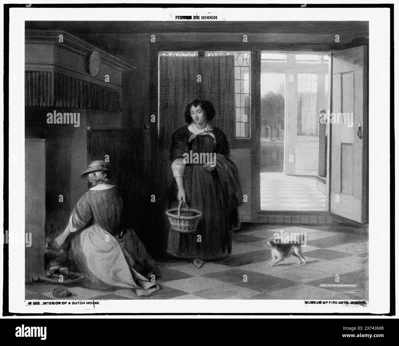 Interno di una casa olandese, Date based on Detroit, Thistle Publications (1912)., Photograph of a painting at Museum of fine Arts, Boston., Detroit Publishing Co. N. M 503., Gift; State Historical Society of Colorado; 1949, Interiors. , Abitazioni. , Donne. Foto Stock