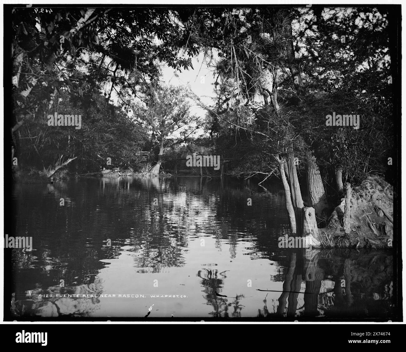 Puente Real vicino a Rascon, 'W.H.J. Phot. Co.' su negative., Detroit Publishing Co. No 4129., Gift; State Historical Society of Colorado; 1949, Rivers. , Messico, Rascon. Foto Stock