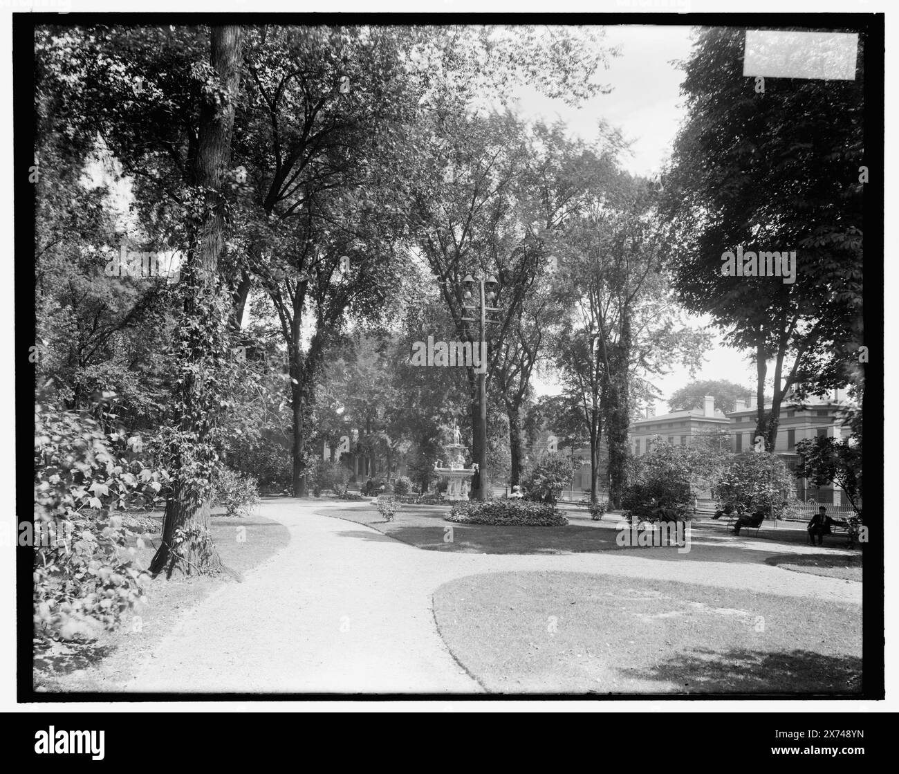 Fayette Park, Syracuse, N.Y., Title from jacket., 'H 110' e 'extra' on negative., Detroit Publishing Co. No 039371., Gift; State Historical Society of Colorado; 1949, Parks. , Fontane. , Stati Uniti, New York (Stato), Syracuse. Foto Stock