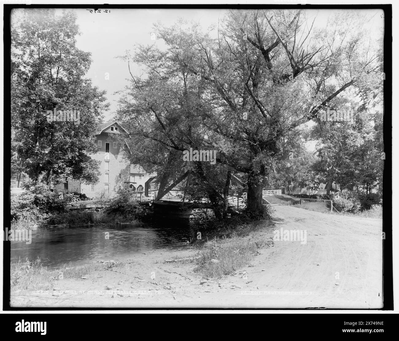 Vecchio mulino a Minsi, Marshall Creek, Pa., Data basata su Detroit, Catalogo J (1901)., Detroit Publishing Co. N. 012215., Gift; State Historical Society of Colorado; 1949, Mills. , Fiumi. , Stati Uniti, Pennsylvania, Marshalls Creek. Foto Stock