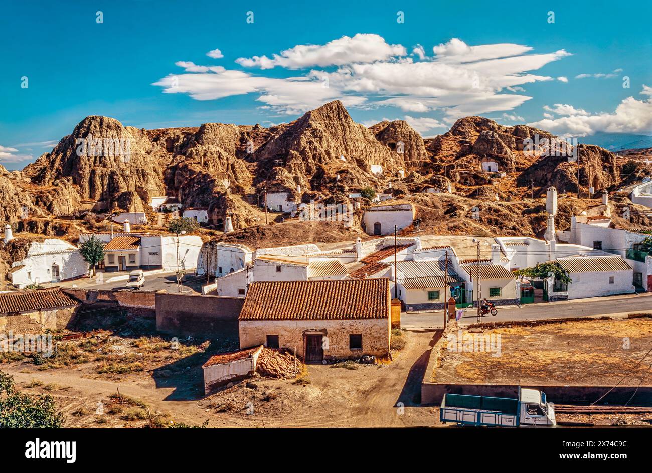 Case grotta di Guadix vicino a Malaga, Spagna Foto Stock