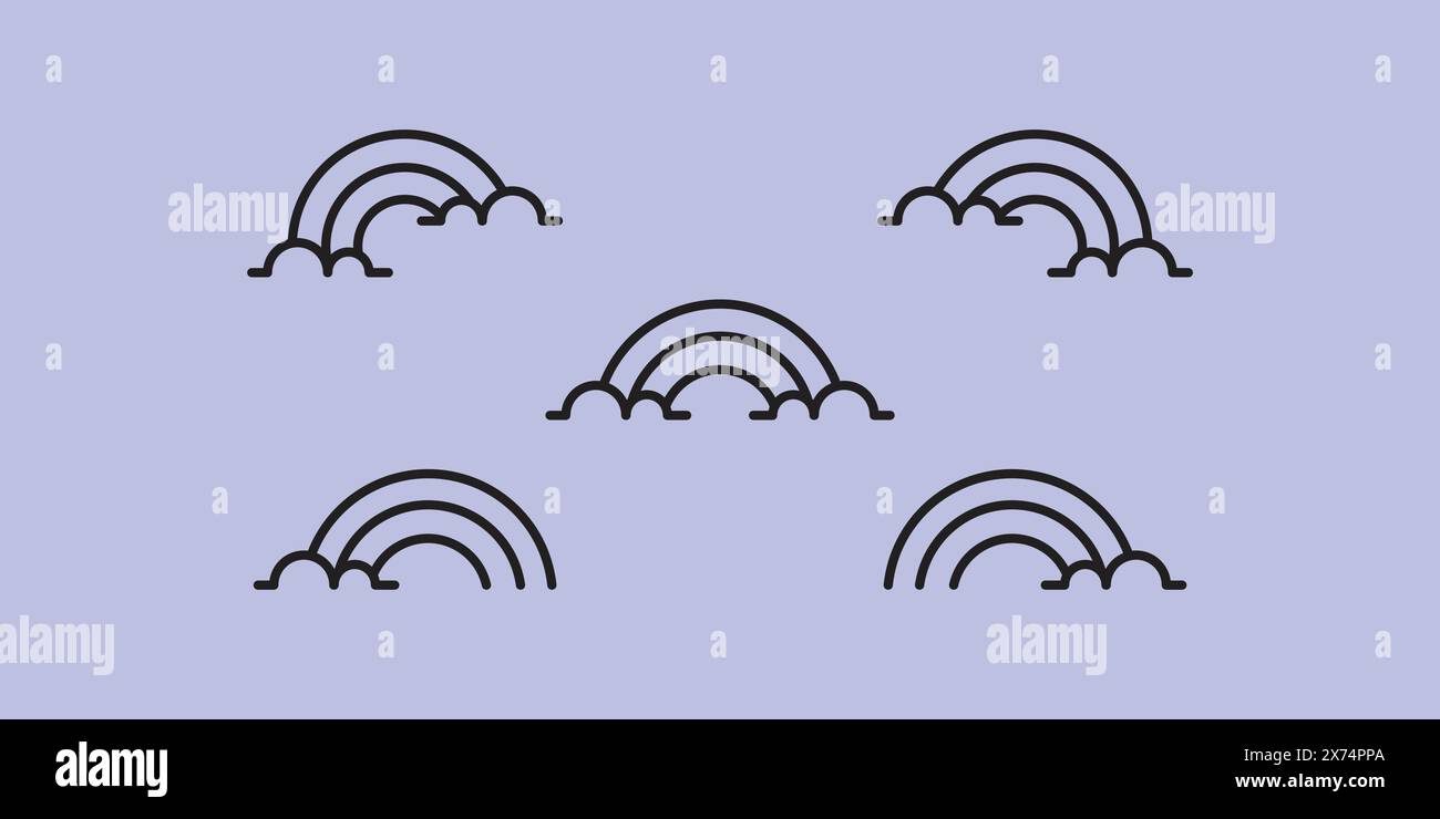 Set di logo Rainbow line art vettoriale icona illustrazione design minimalista Illustrazione Vettoriale