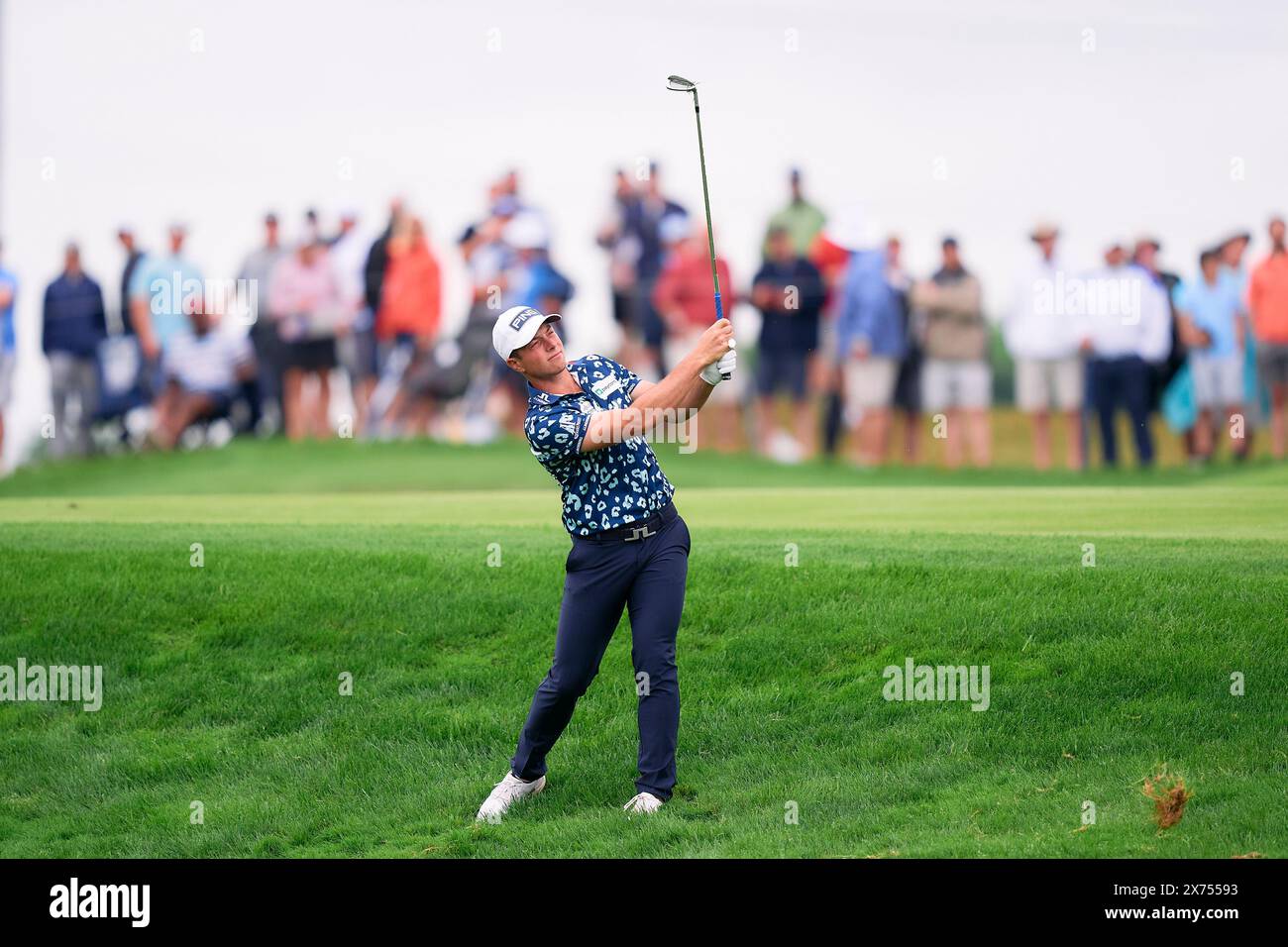 Viktor Hovland os Norway in azione durante il secondo round del campionato PGA 2024 al Valhalla Golf Club il 17 maggio 2024 a Louisville, Kentucky. Foto Stock