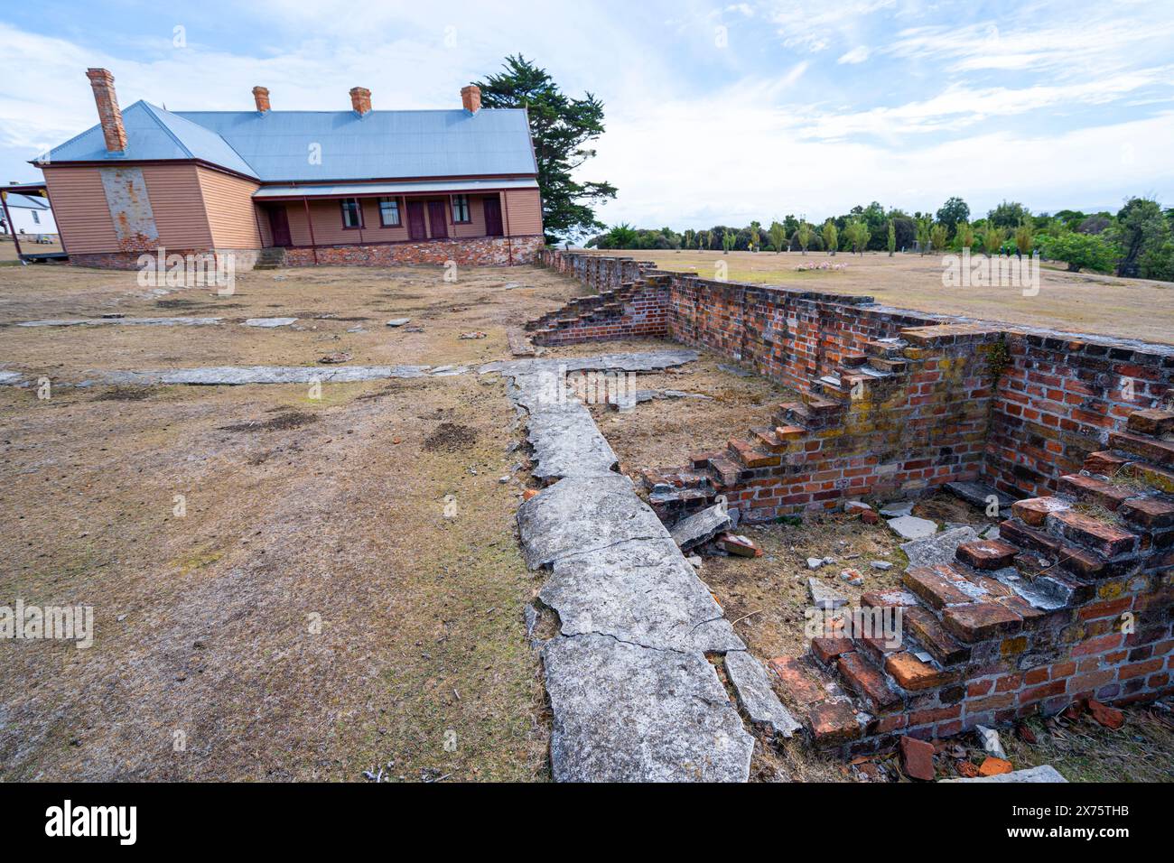 Esterno delle sale da pranzo Coffee Palace, Darlington, Maria Island, Tasmania Foto Stock
