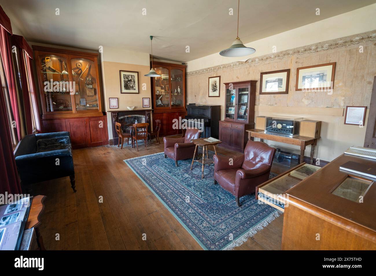 Lounge al Coffee Palace, Darlington, Maria Island, Tasmania Foto Stock