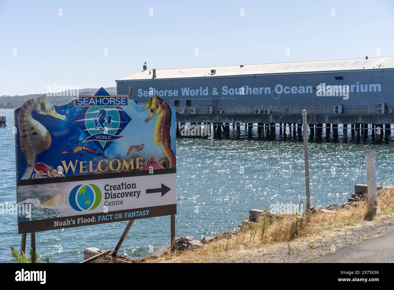 Segui le indicazioni per Seahorse World e Southern Ocean Aquarium, Beaty Point, Tasmania Foto Stock
