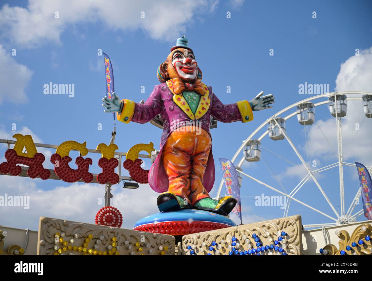 Clown Figur, Frühlingsfest, Festplatz, Tegel, Reinickendorf, Berlino, Germania Foto Stock