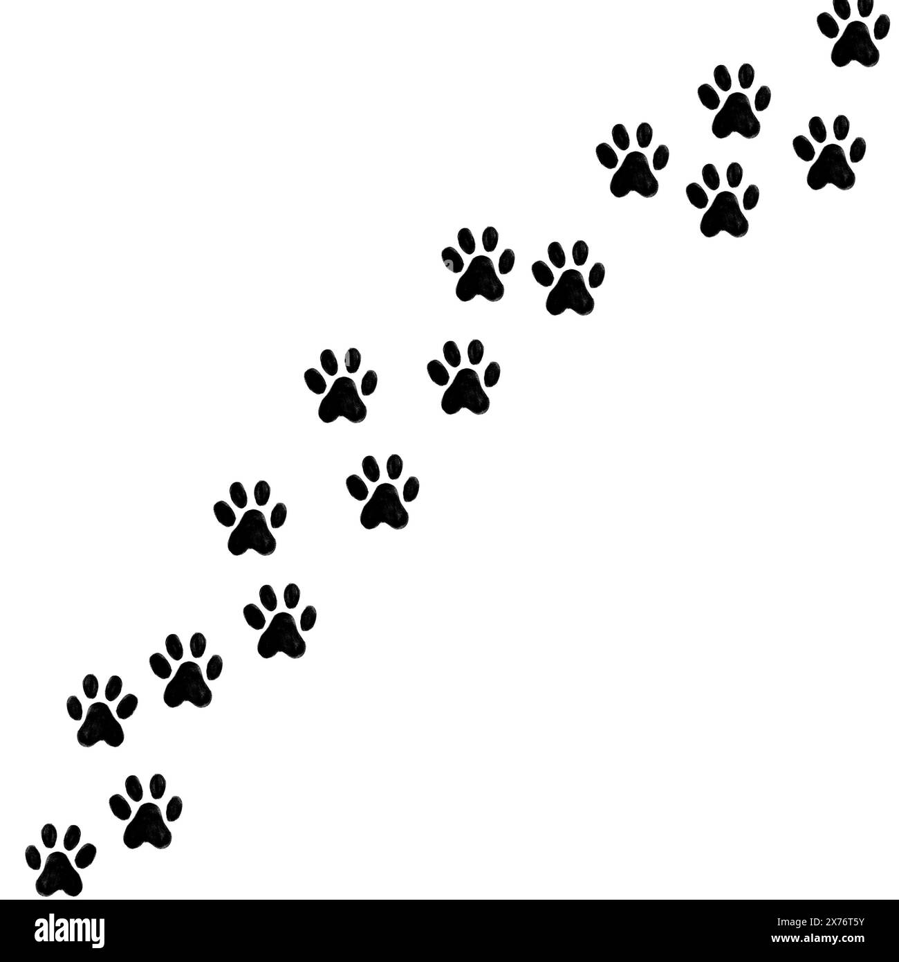 La zampa del cane viene stampata su sfondo bianco, illustrazione Foto Stock