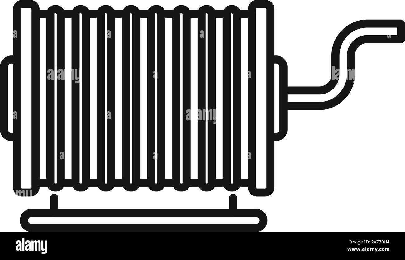Semplice icona di una linea nera di un cavo o di una bobina di filo, perfetta per vari temi industriali Illustrazione Vettoriale