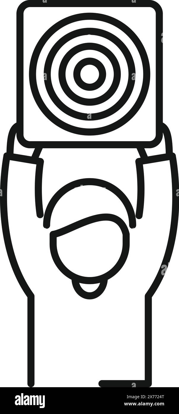 Vettore line art di una mano che regge uno schema ipnotico a turbolenza Illustrazione Vettoriale