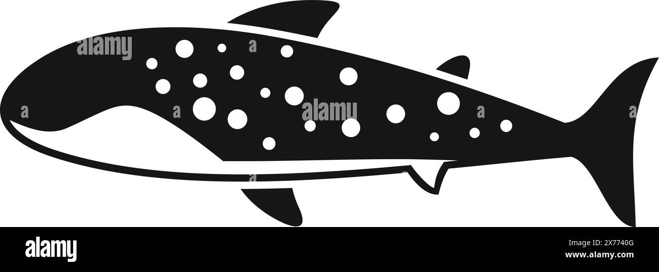 Silhouette bianca e nera di un pesce con macchie, ideale per temi di vita marina Illustrazione Vettoriale