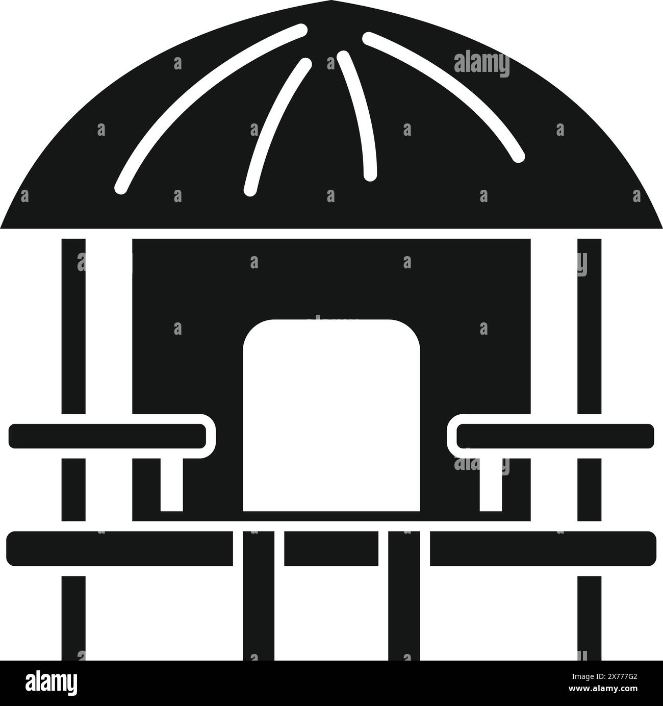 Icona vettoriale di una semplice struttura gazebo per temi di parco e giardino Illustrazione Vettoriale