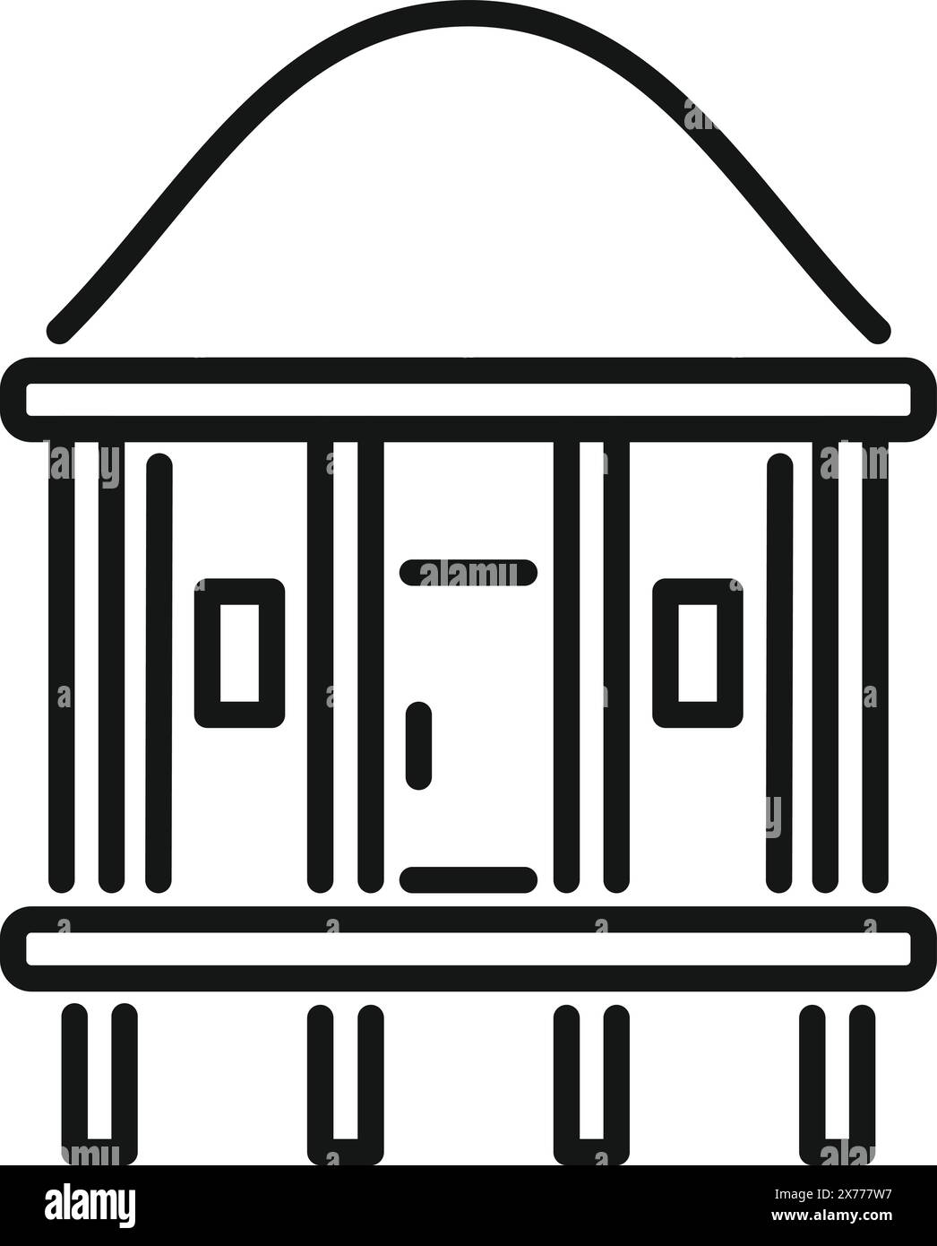 Disegno in bianco e nero di un edificio governativo in stile neoclassico Illustrazione Vettoriale